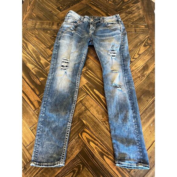 Silver Jeans Co. Denim - Silver jeans Boyfriend Women 30x29 Grunge Western Distressed Y2K Thick Stitch